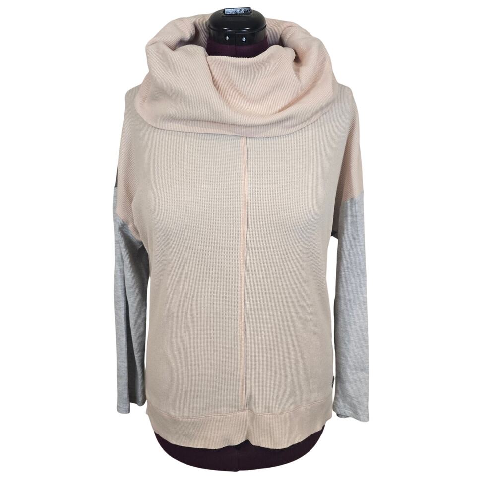 Women's Calvin Klein Performance Pink & Gray Waffle Knit Cowl Neck Top | Size XL